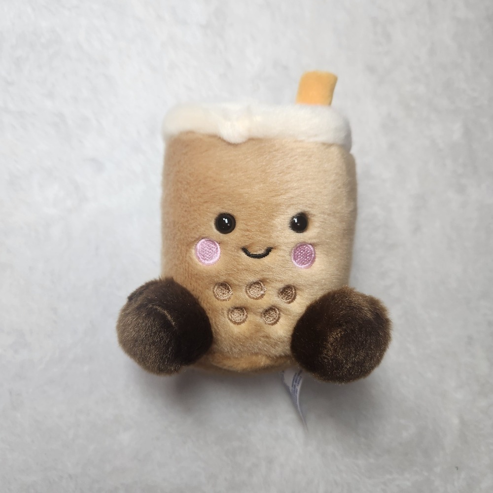 Aurora World Palm Pals Boba Tea Plush Tan Brown Kawaii Milk Tea Bean Bag Toy